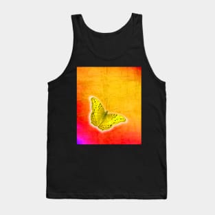 Glowing yellow butterfly on vibrant textured background Tank Top